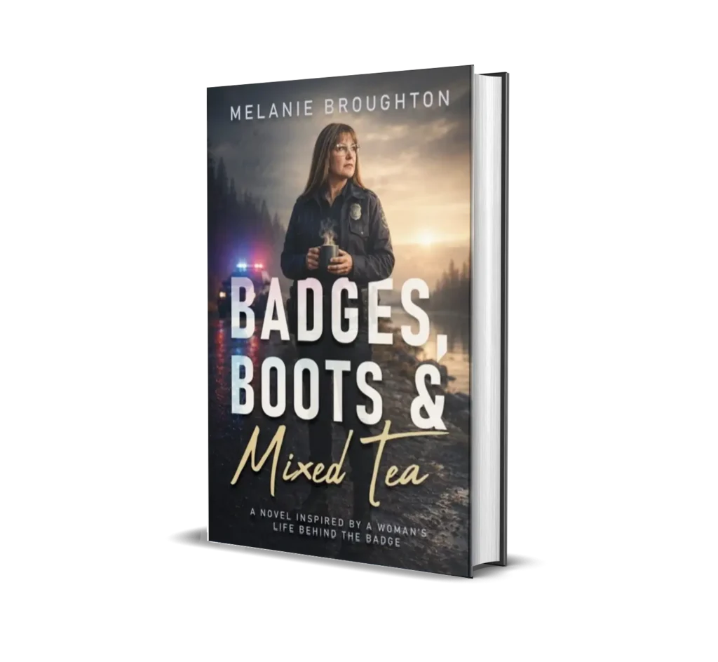 Badges, Boots & Mixed Tea - A novel inspired by a woman’s life behind the badge. Melanie Broughton, author