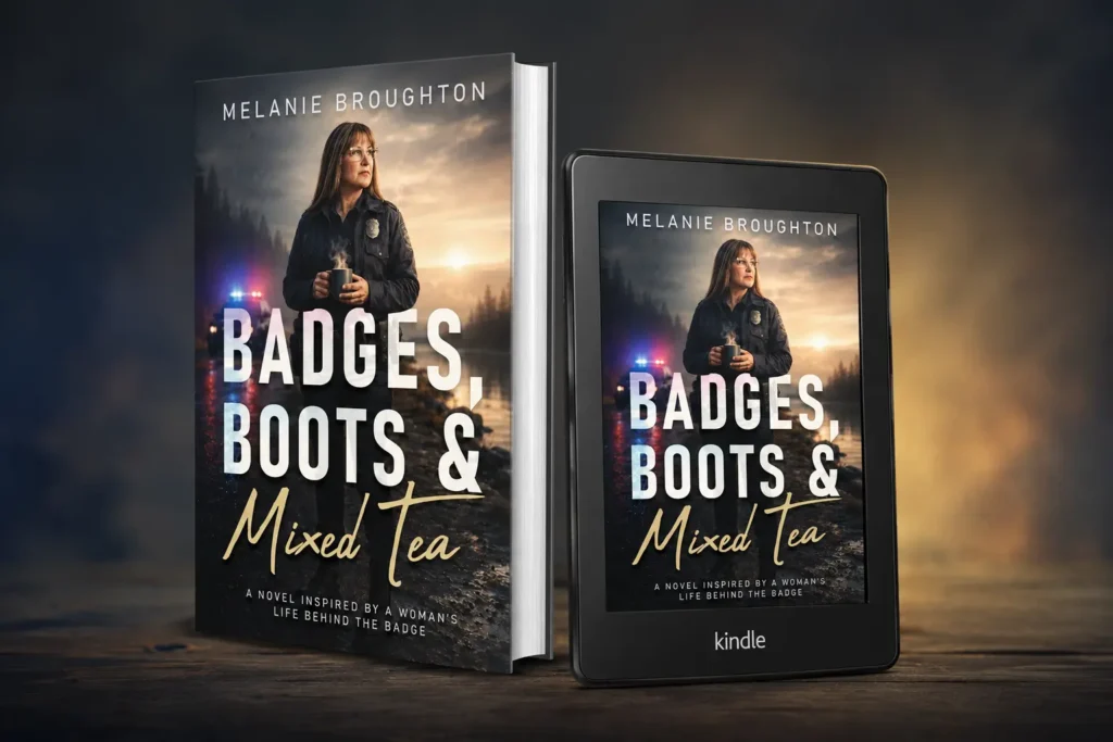 Badges, Boots & Mixed Tea - A novel inspired by a woman’s life behind the badge. Melanie Broughton, author
